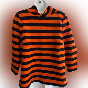 Boden Knit Striped Top - 12 navy ,red striped cotton polyester elastane